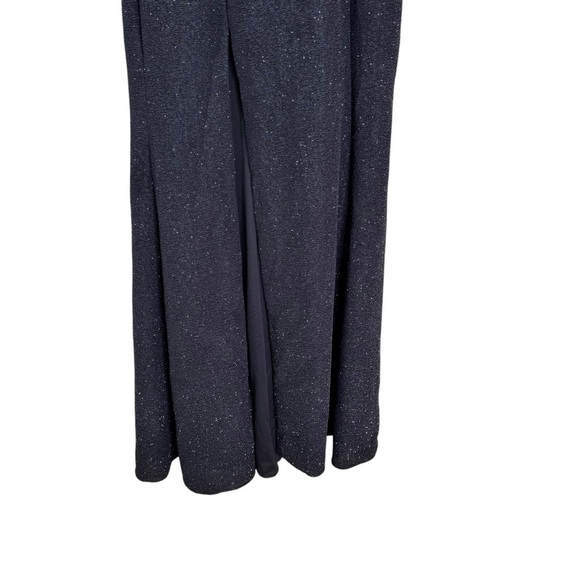 NWT Betsy & Adam V Neck Choker Glitter Long Dress Gown Black Size 12 - Picture 7 of 14